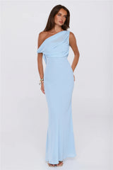 Untamed Luxe Off Shoulder Maxi Dress Blue