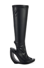 Women's Ilyssa Black Curved Wedge Boots