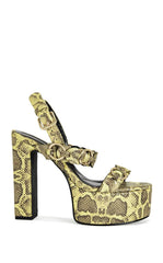 Women's Tarynn Yellow Snake Block Sandals