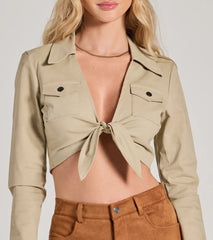 Adventurous Girlie Tie-Front Crop Top