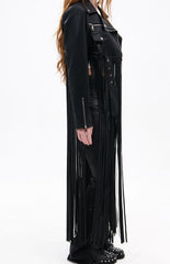 Coop Black Fringe Faux Leather Moto Jacket