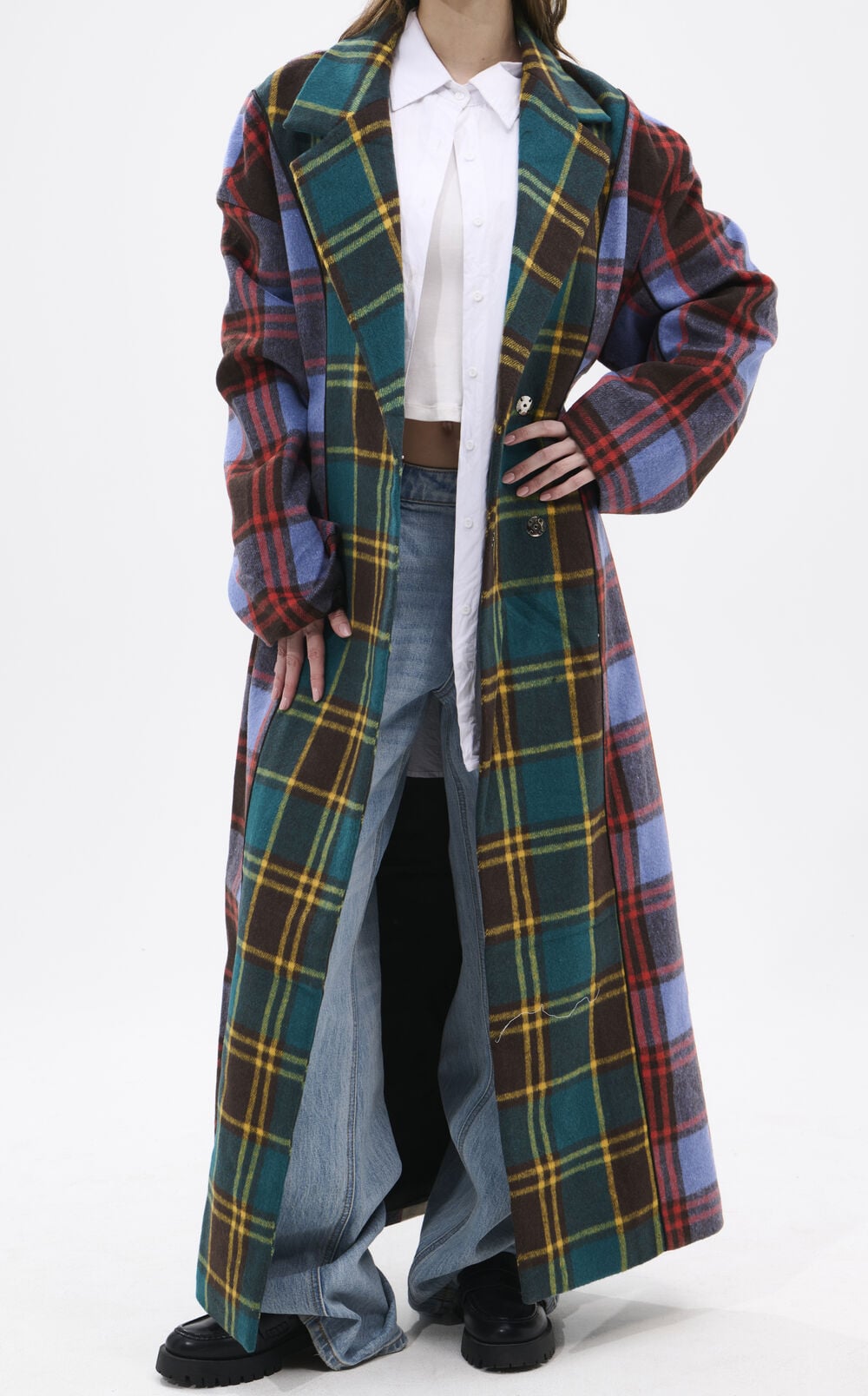 Studio Plaid Trench Coat