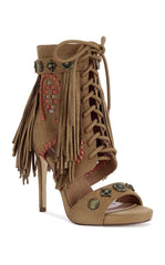 Women's Salgado Tan Fringe Stiletto Booties