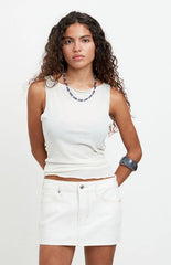 Piper Stretch White Jean Micro Mini Skirt