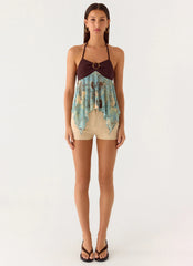 Lyrica Halter Top - Aqua Blur