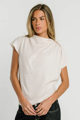 Olivia Cowl Neck Blouse in Ivory