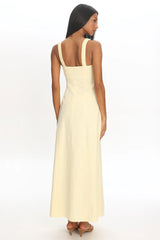 Day Off Ruched Strap Maxi Dress Baby Yellow