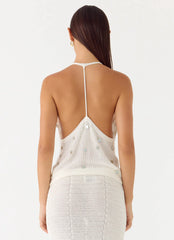 Adelaida Beaded Crochet Top - Ivory