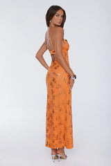 Stay Magnetic Mesh Beaded Maxi Dress Orange