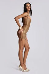 Idol Metallic Bandage Mini Dress in Bronze