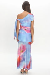 Aurora Sky Off-Shoulder Tie Maxi Dress Blue