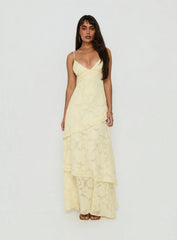 Lyricah Tiered Tie Back Maxi Dress Yellow