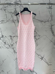 Fendi Sleeveless Dress Pink Wool