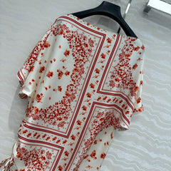 Fendi Flower Dress Red Silk