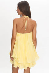 Major Crush Pleated Mini Dress Lemon