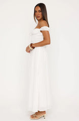 High Views Off Shoulder Maxi Dress White