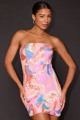 Kera Pink Multi Sequin Strapless Mini Dress