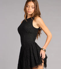 Just Add Heels Lace Skater Mini Dress
