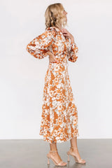 Clarissa Faux Wrap Midi Dress | Copper + Ivory