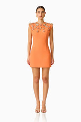 Solae Floral Mini Dress in Orange