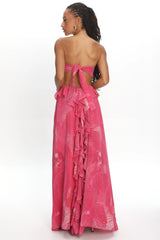 Santiago Cut-Out Ruffle Maxi Dress Print Pink
