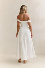 Memory Of Fate Off Shoulder Maxi Dress White