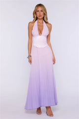 In The Moment Halter Maxi Dress Lilac