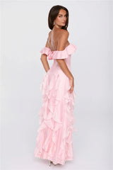 Rooftop Wink Off Shoulder Maxi Dress Pink