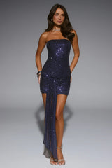 Own It Fully Strapless Sequin Mini Dress Navy