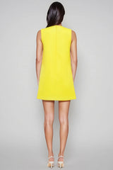 Garrisf Yellow 3D Floral Mini Dress