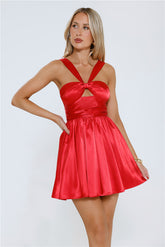 It Girl Confidential Satin Mini Dress Red