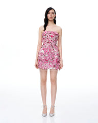Seraphim Floral Embroidered Mini Dress - Rose Red