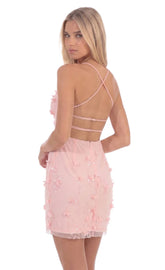 Floral Sequin Mini Dress in Pink
