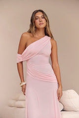 Glamour Of Yours Mesh Off Shoulder Maxi Dress Pink