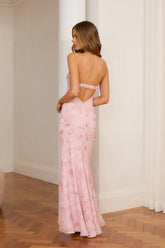 Blooming Bouquet Strapless Maxi Dress Pink