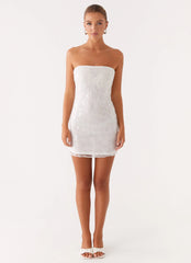 Moorey Beaded Mini Dress - White Silver