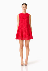 Giovanna Shift Mini Dress in Red