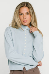 Maya Button Up Sweater in Blue