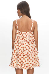 Lyndara Frill Trim Mini Dress Polka Dot Cream