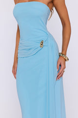 Day To Night Luxe Strapless Maxi Dress Blue