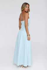 Just Feels Right Linen Blend Strapless Maxi Dress Blue