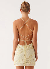 Vietta Sequin Cami Micro Mini Dress - Yellow