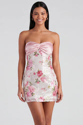 Light Pink Bodycon Strapless Mini Homecoming Dress with Sequins