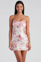 Light Pink Bodycon Strapless Mini Homecoming Dress with Sequins