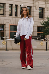 Lola Satin Track Pants in Red