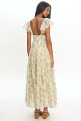 Kresley Ruffle Shoulder Maxi Dress Floral