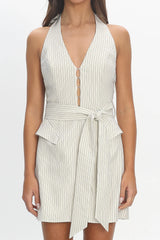 Elisabet Halterneck Belted Mini Dress Off White