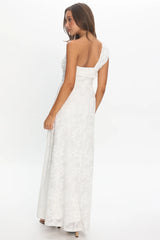 Azure Sun Drop Waist Maxi Dress Lace Off White
