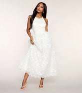 AJ Eyelet A-Line Midi Dress