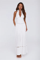 Pastel Promises Halter Maxi Dress White